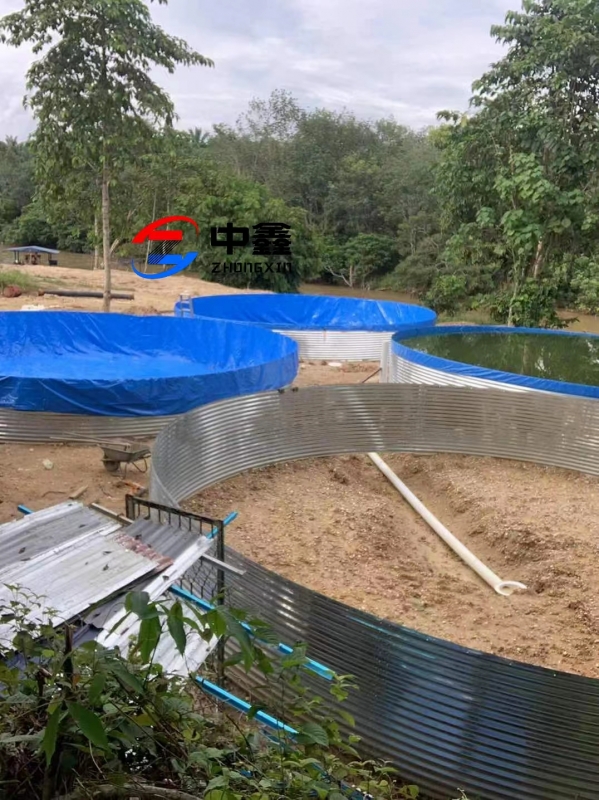 Galvanized sheet PVC canvas fish pond - high density aquaculture